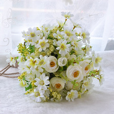 Bouquet novias coreanas se casó con simulación de la mano de flores de té verde y blanco