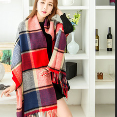 Bufanda Warm Long Young women plain grid Tassels