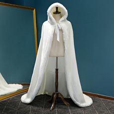 Capa larga con capucha de invierno mantón cálido de felpa capa gruesa blanca