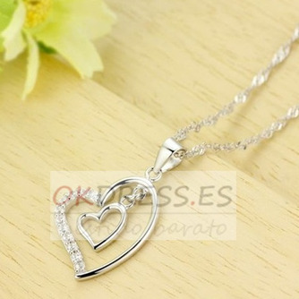 En forma de corazón las mujeres corto con incrustaciones de diamante collar y colgante de plata - Página 3