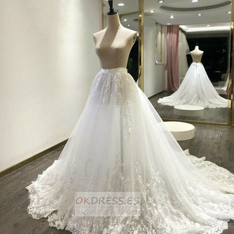 Falda extraíble de boda para vestidos Falda de novia Apliques de encaje Falda de tren desmontable tamaño personalizado - Página 1