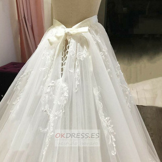 Falda extraíble de boda para vestidos Falda de novia Apliques de encaje Falda de tren desmontable tamaño personalizado - Página 5