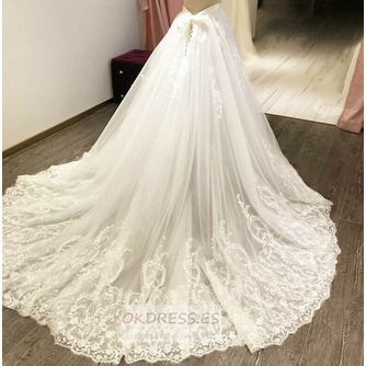 Falda extraíble de boda para vestidos Falda de novia Apliques de encaje Falda de tren desmontable tamaño personalizado - Página 3