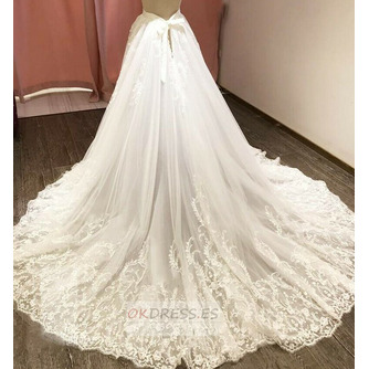 Falda extraíble de boda para vestidos Falda de novia Apliques de encaje Falda de tren desmontable tamaño personalizado - Página 2