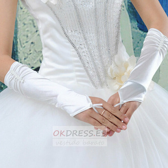 Guante de boda Abalorio Otoño Romántico Fingerless tafetán White - Página 1