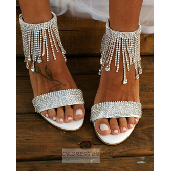 Nuevas sandalias de mujer con diamantes de imitación Sandalias de tacón grueso Sandalias de boda para banquetes - Página 2