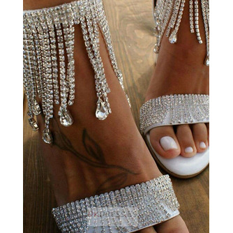 Nuevas sandalias de mujer con diamantes de imitación Sandalias de tacón grueso Sandalias de boda para banquetes - Página 6