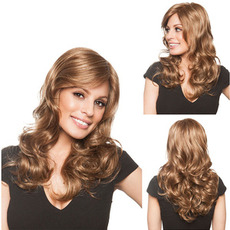Peluca Long Curly Inclined bangs Billow Suitable for women
