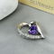 púrpura en forma de corazón de plata con incrustaciones diamantes joyas de las mujeres collar y colgante