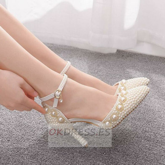 Sandalias de tacón alto sandalias de diamantes de imitación con cuentas zapatos de boda blancos - Página 6