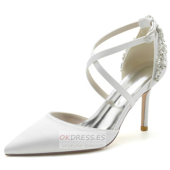 Stiletto Satén Zapatos de boda Zapatos de boda de gran tamaño Vestido de banquete Zapatos individuales - Página 4