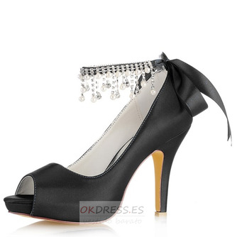 Tacones altos de diamantes de imitación de perlas Zapatos de dama de honor de boda Tacones altos de novia - Página 7