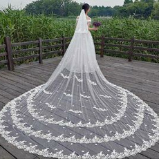 Velo de encaje blanco boda novia velo de iglesia velo de flores tridimensional