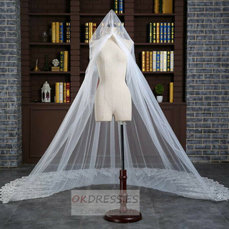 Velo de novia Capa de encaje Iglesia Elegante Invierno White Long - Página 3