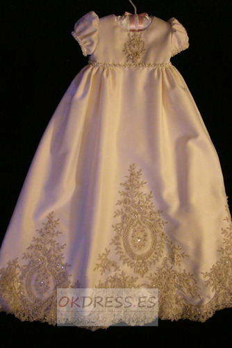 Vestido de bautizo Formal Falta Corte princesa Joya Manga Puf Encaje 1