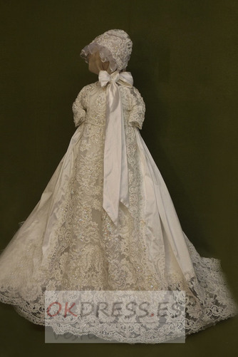 Vestido de bautizo largo Joya Arco Acentuado Alto cubierto Formal Corte princesa 1