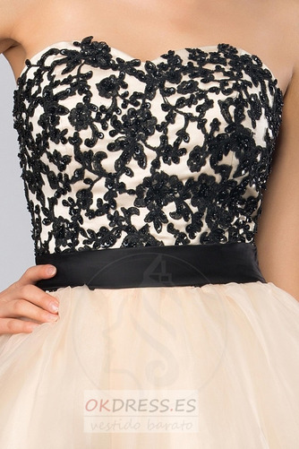 Vestido de cóctel Corto Corte-A Glamouroso Espalda Descubierta tul Apliques 5