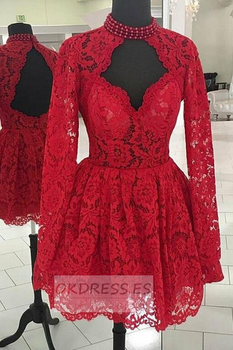 Vestido de cóctel Corto Falta Manga larga Escote con cuello Alto sexy 1