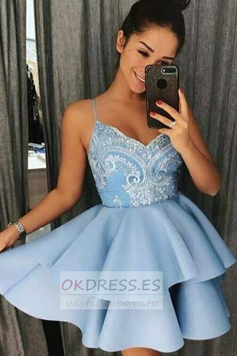 Vestido de cóctel Cremallera Otoño Capa de encaje Romántico Abalorio 5