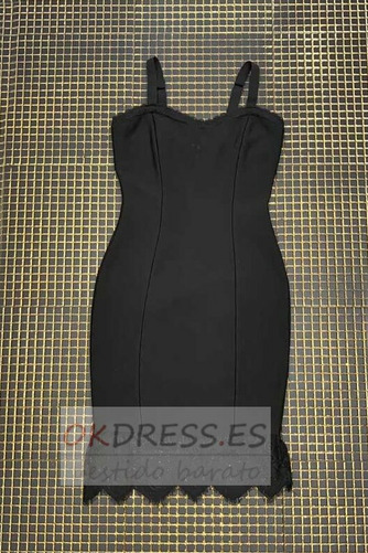 Vestido de cóctel Cremallera Verano Satén Con Chal Escote de Tirantes Espaguetis 5