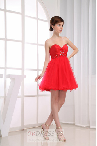 Vestido de cóctel Imperio Cintura tul Corto Cristal Sin mangas Informal 3