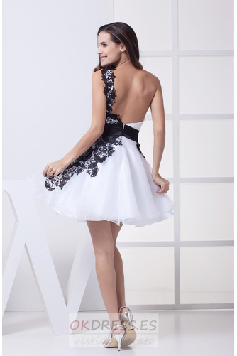 Vestido de cóctel Informal Asimétrico Estilo Organza Espalda medio descubierto 2