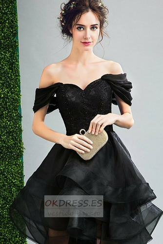 Vestido de cóctel Natural Elegante Organza Escote con Hombros caídos 4