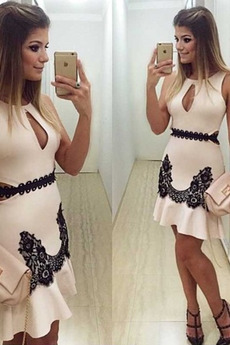 Vestido de cóctel Pera Elegante Apliques 2019 Verano Encaje