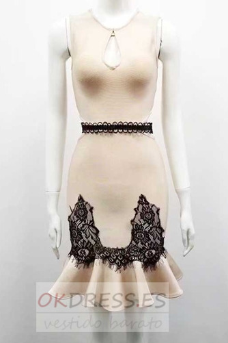 Vestido de cóctel Pera Elegante Apliques 2019 Verano Encaje 2