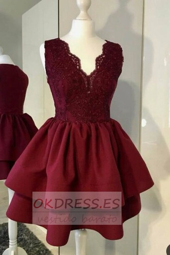 Vestido de cóctel primavera 2019 Encaje Corto Falta Apliques 2