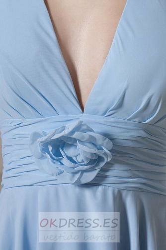 Vestido de dama de honor Corte-A Manzana Gasa Un tirante con flor Volantes Adorno 9