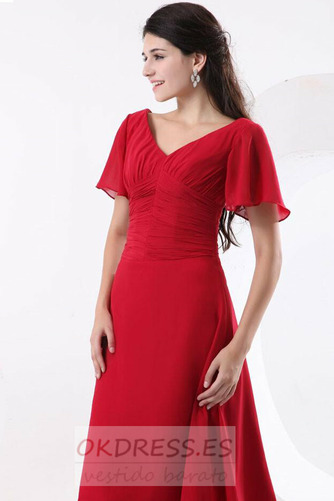 Vestido de dama de honor Cremallera Baja escote en V Gasa Elegante Blusa plisada 6