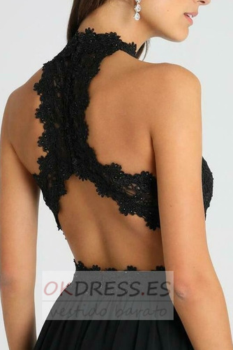 Vestido de dama de honor Gasa Escote con cuello Alto Capa de encaje Formal Apliques 2