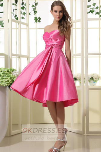 Vestido de dama de honor Sencillo Corto Natural Corte-A Fajas Escote Corazón 3