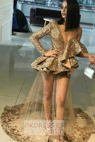 Vestido de fiesta 2019 Falta Manga larga Estrellado Con lentejuelas Camiseta 1