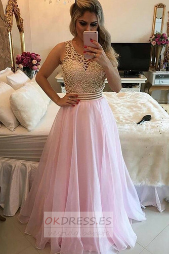 Vestido de fiesta Corte-A Hasta el suelo Joya Cinturón de cuentas Perlas 2