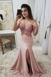 Vestido de fiesta Cremallera Frontal Dividida Pera Abalorio Encaje Romántico