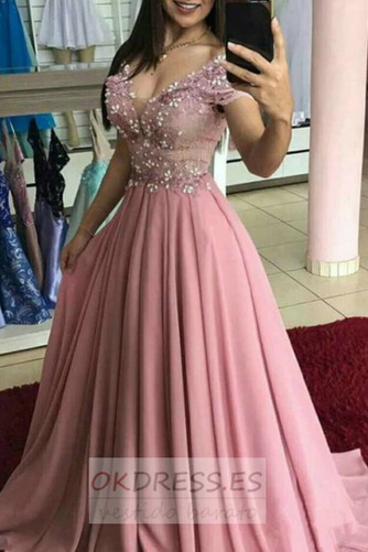 Vestido de fiesta Cremallera primavera 2019 Escote en V Manga corta Elegante 1