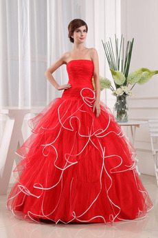 Vestido de fiesta Elegante Hasta el suelo Escalonado Manzana Organza