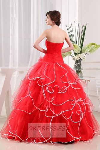 Vestido de fiesta Elegante Hasta el suelo Escalonado Manzana Organza 2