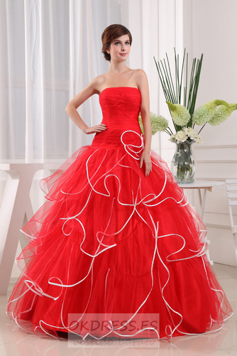 Vestido de fiesta Elegante Hasta el suelo Escalonado Manzana Organza 1