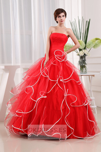 Vestido de fiesta Elegante Hasta el suelo Escalonado Manzana Organza 4