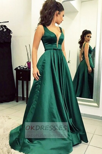 Vestido de fiesta Espalda Descubierta Sin mangas Elegante largo Corte-A 1