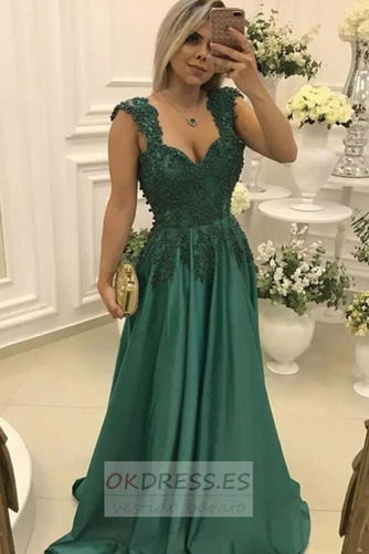 Vestido de fiesta Natural Elegante Falta Drapeado Tiras anchas Corte-A 1