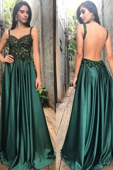 Vestido de fiesta primavera Satén Elástico Sin mangas Cola Barriba Elegante