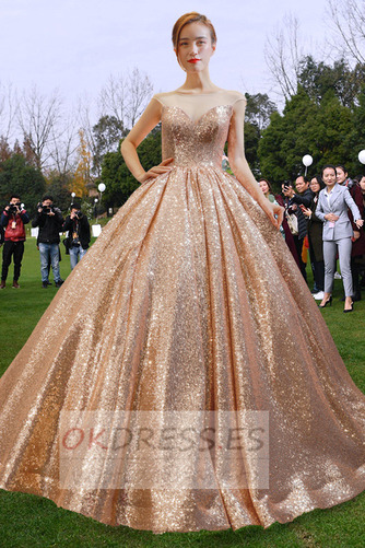 Vestido de fiesta Verano Con lentejuelas Hasta el suelo 2019 Sin mangas 5