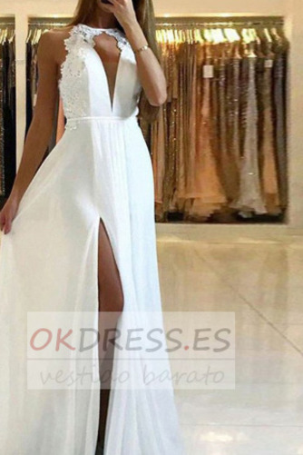 Vestido de fiesta Verano Encaje Espalda Descubierta Corte-A Joya Encaje 3