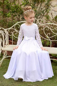 Vestido de flores niña Corte-A Falta Cola Barriba Drapeado Elegante Sin mangas