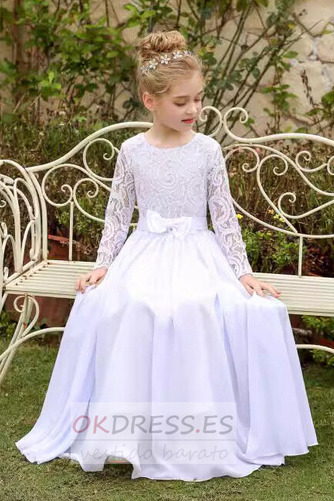 Vestido de flores niña Corte-A Falta Cola Barriba Drapeado Elegante Sin mangas 1