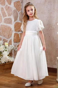 Vestido de flores niña Encaje Hasta el Tobillo Manga suelta Espalda medio descubierto